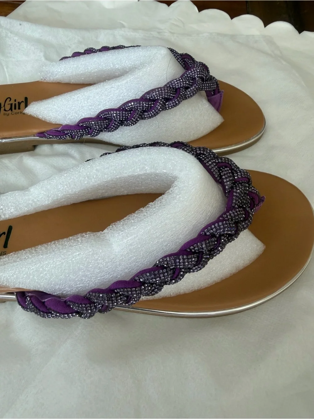 Hey Girl by Corkys Pizzazz Women’s Purple Sandals Size 7 Brand New Never Worn